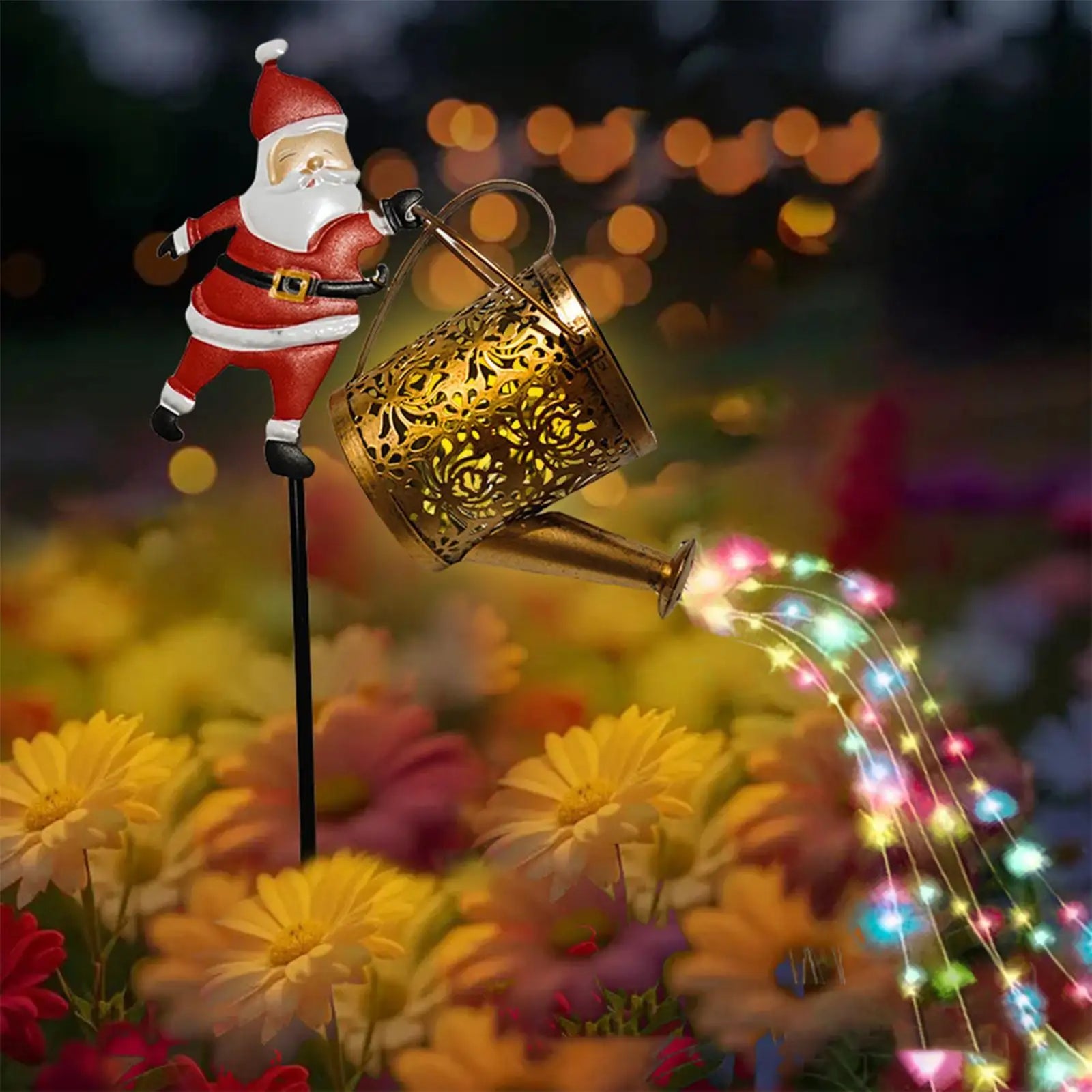 Lampe Solaire Père Noël Pomme de Douche Décorative Jardin