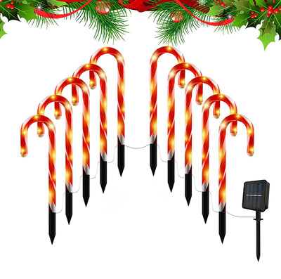 Balise Solaire Canne à Sucre LED Décoration de Noël