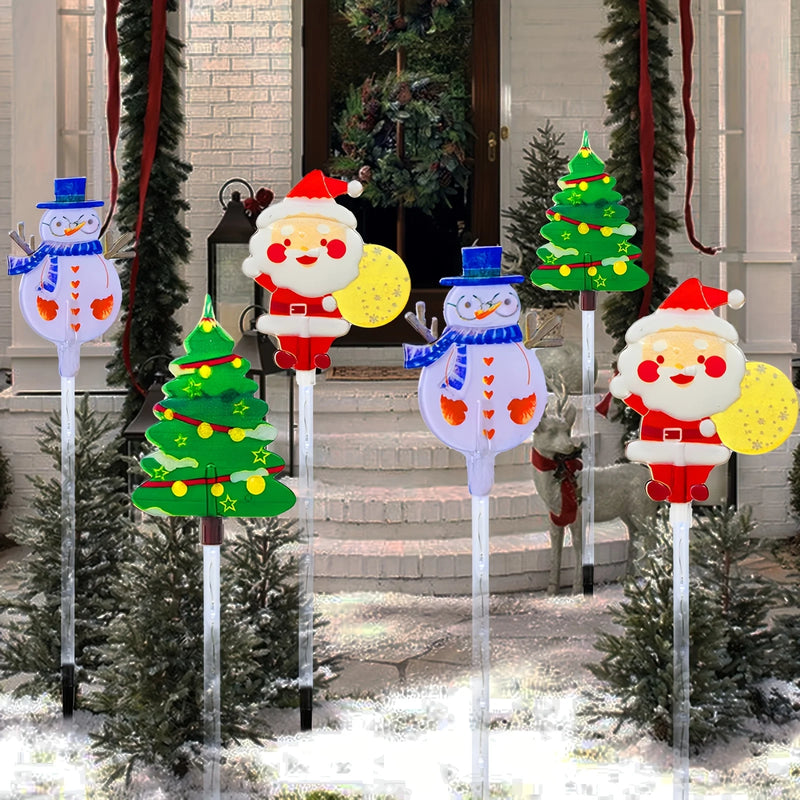Piquet Solaire Noël Lot de 6 Père Noël Sapin et Bonhomme