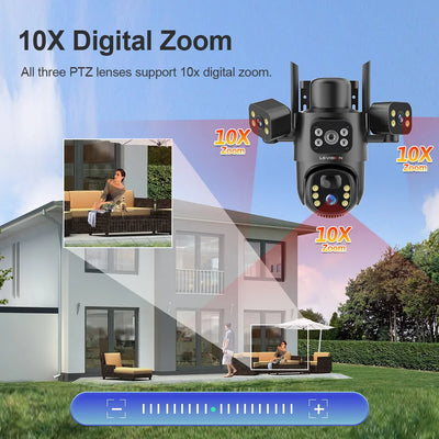 Caméra Solaire 4G WiFi 3 Objectifs 4K Extérieure