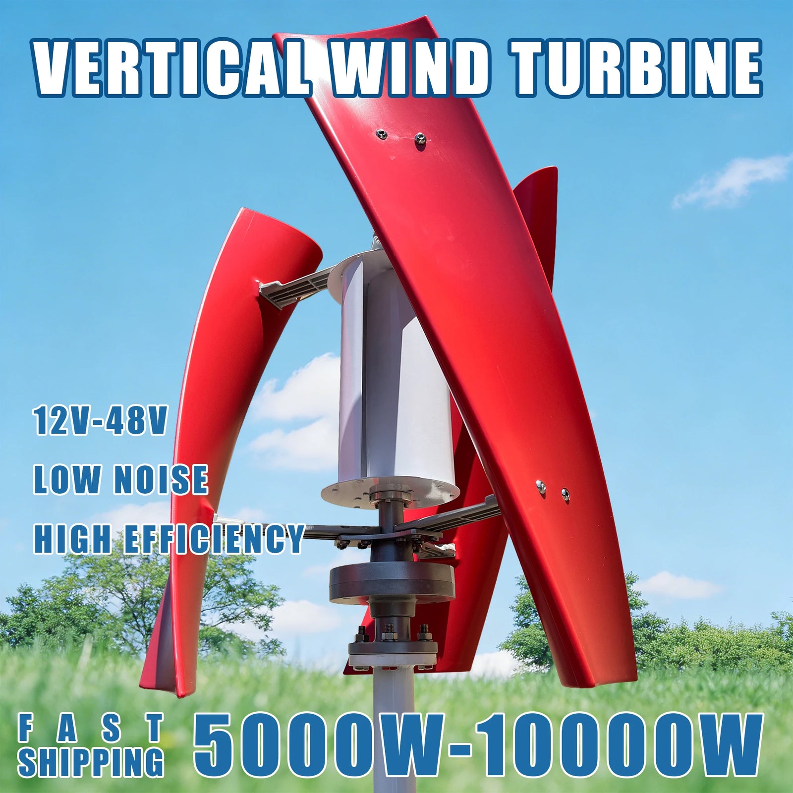 Éolienne Verticale 10 kW Hors Réseau MPPT Hybride 12V 48V