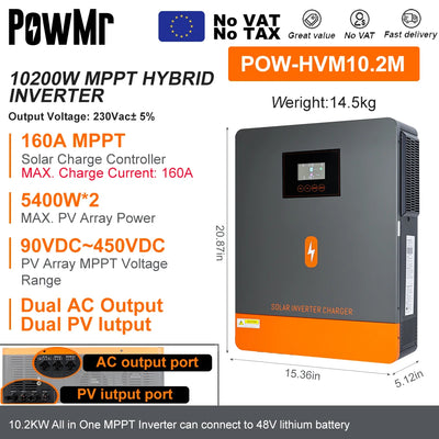 Onduleur Solaire Hybride 10,2kW 48V Double MPPT - vue 6