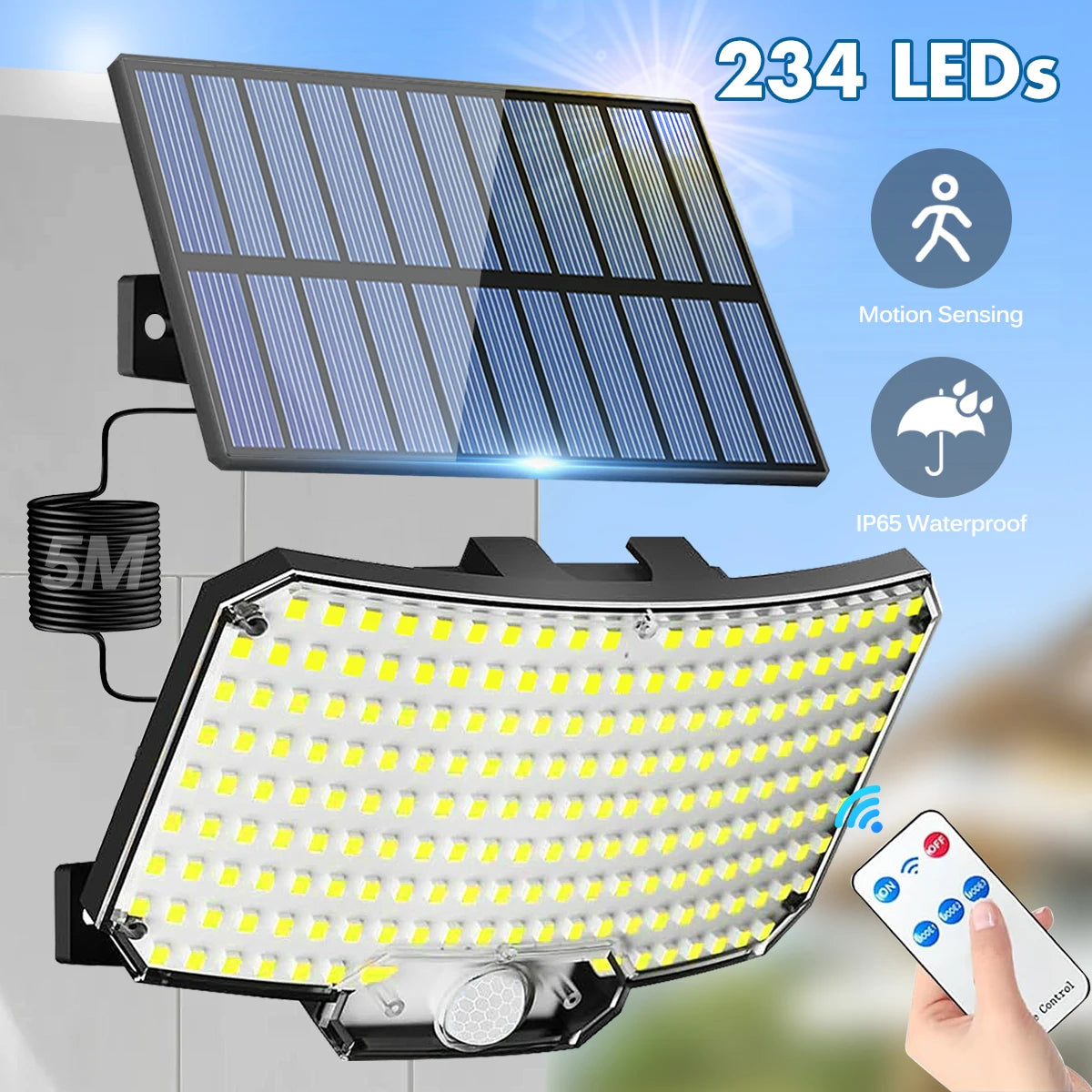 Applique Murale Solaire Extérieur Détecteur de Mouvement 234 LED