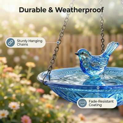 Fontaine Solaire Suspendue Bol en Verre avec Crochet