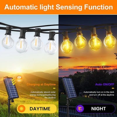 Guirlande Solaire G40 LED Télécommande Minuterie 8 Modes