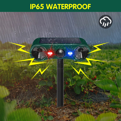 Répulsif Solaire Ultrasons Animaux Détecteur Mouvement Jardin