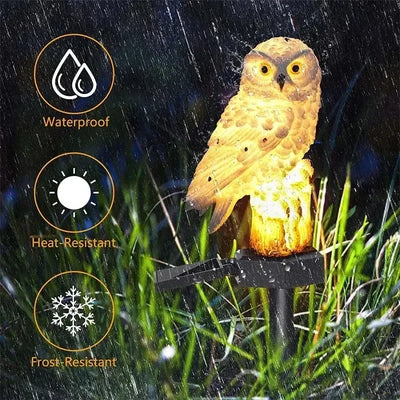 Lampe Solaire Hibou LED Étanche pour Pelouse