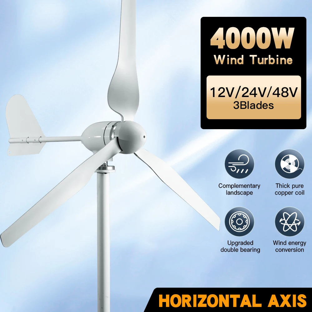 Générateur Éolien Horizontal SMARAAD 4000W 3 Pales