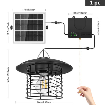Lampe Solaire Suspendue Vintage Fer 3 Modes IP65 Abri Jardin