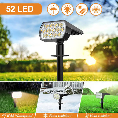 Spot Solaire Extérieur 52 LED à Planter pour Jardin, Cour et Allée