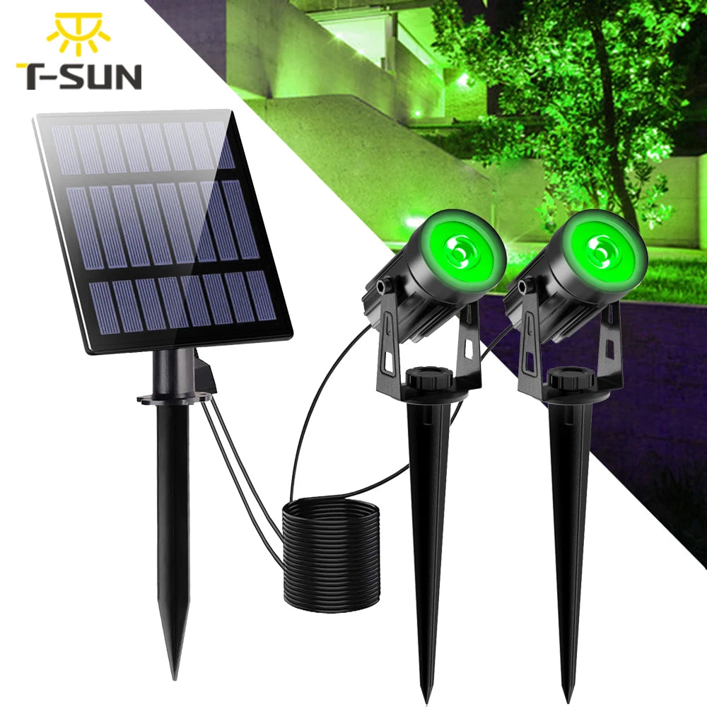 Spot solaire paysager LED vert pour jardin