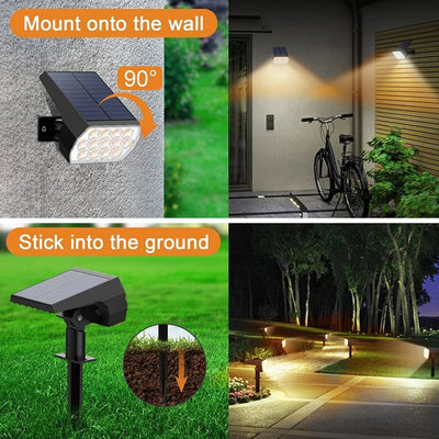 Spot Solaire Extérieur 52 LED à Planter pour Jardin, Cour et Allée