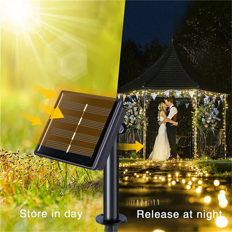 Rideau Lumineux Solaire 300 LED Étanche Noël
