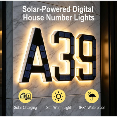 Numéro de Maison Solaire LED Rétroéclairé 12 cm Étanche