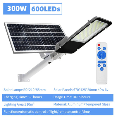 Lampadaire Solaire 300W IP65 Capteur Crépuscule Aube