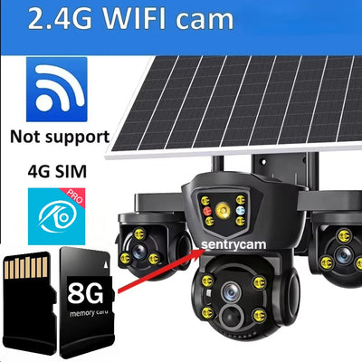 Caméra de Surveillance Solaire DIFANG 4G 8K 3 Objectifs