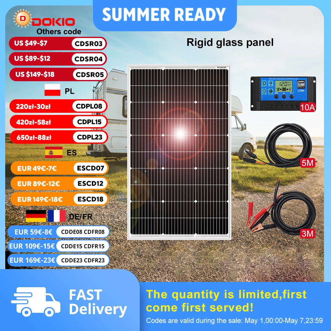 Panneau solaire monocristallin 100W 18V étanche