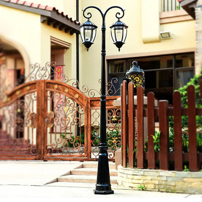 Réverbère Solaire Aluminium 2 Têtes Jardin