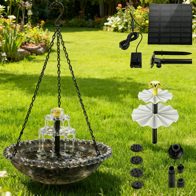 Fontaine Solaire Suspendue Bol en Verre avec Crochet