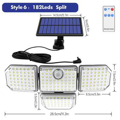 Projecteur Solaire 4 Têtes Réglables 6500K IP65 Télécommande