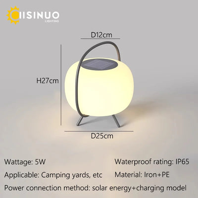 Lanterne Solaire Camping LED Rechargeable 3000mAh Poignée