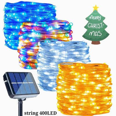Guirlande Solaire 400 LED 8 Modes Étanche Extérieur