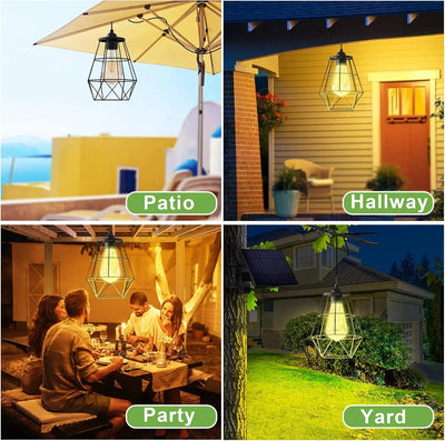 Lampe Solaire Suspendue Lustre de Jardin Blanc Chaud