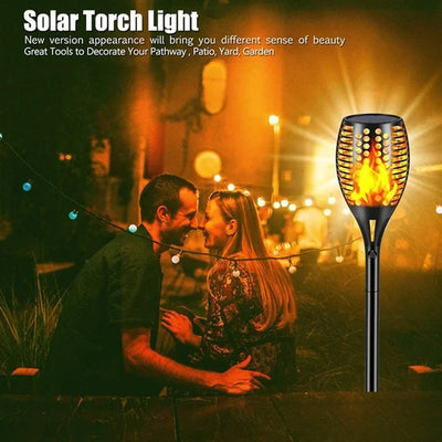 Torche Solaire Effet Flamme Jardin Extérieur Étanche