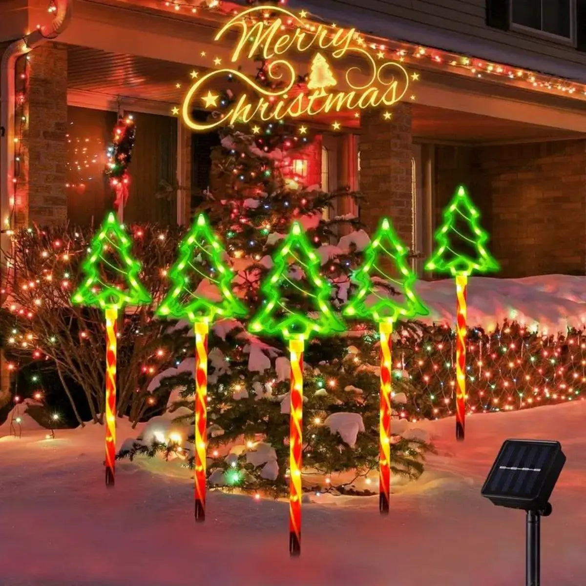 Piquet Solaire Sucre d'Orge Décoration Noël Jardin Lot de 5