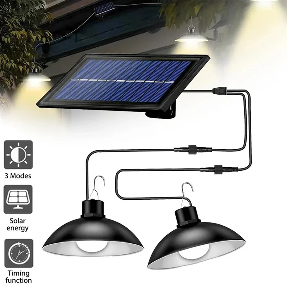 Lampe Solaire Suspendue Industrielle Crépuscule à l'Aube, 1 ou 2 Têtes