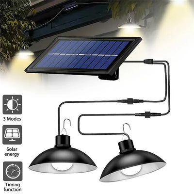 Lampe Solaire Suspendue Industrielle Crépuscule à l'Aube, 1 ou 2 Têtes