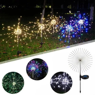 Lampe Solaire Extérieur Feu d'Artifice 60 LED Pissenlit