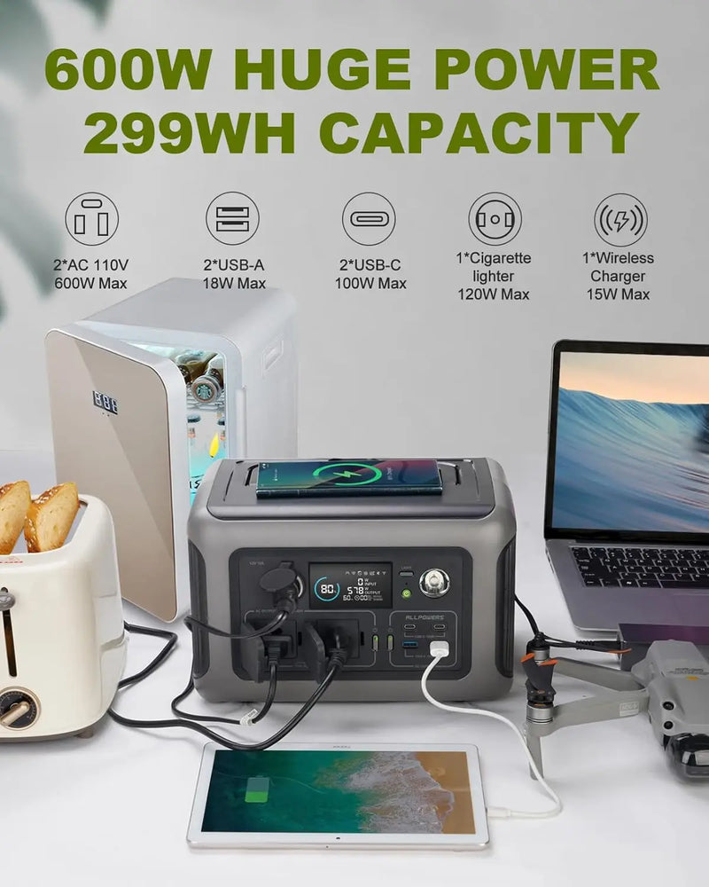Station d'Énergie Solaire Portable 600W 299Wh