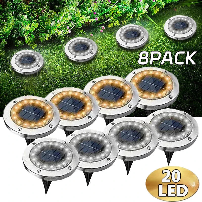 Projecteur solaire enterré 8 à 20 LED pour jardin