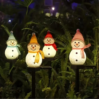 Décoration Solaire Noël Bonhomme de Neige LED Étanche