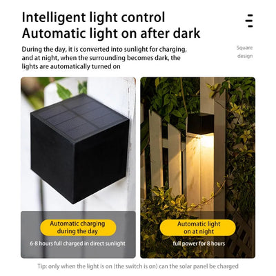 Lampe Solaire Murale Jardin Carrée LED Extérieur Étanche