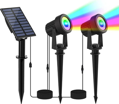 Projecteur Solaire Extérieur LED RVB Étanche pour Jardin