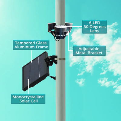 Lampe Solaire pour Mât de Drapeau Étanche Fonctionnement Crépusculaire