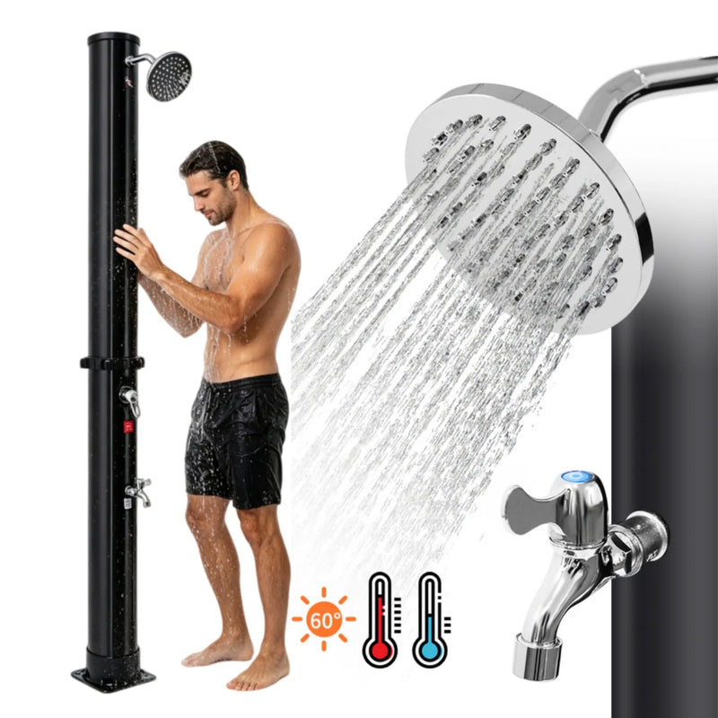 Douche Solaire de Jardin 35 L Noire Eau Chaude et Froide