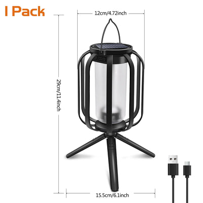Lanterne Solaire Effet Flamme USB Étanche IP65 Camping
