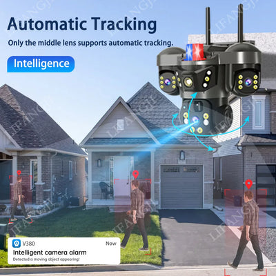 Caméra de Surveillance Solaire 4G WiFi 15MP 3 Objectifs V380