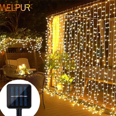 Rideau Lumineux Solaire 300 LED Étanche Noël