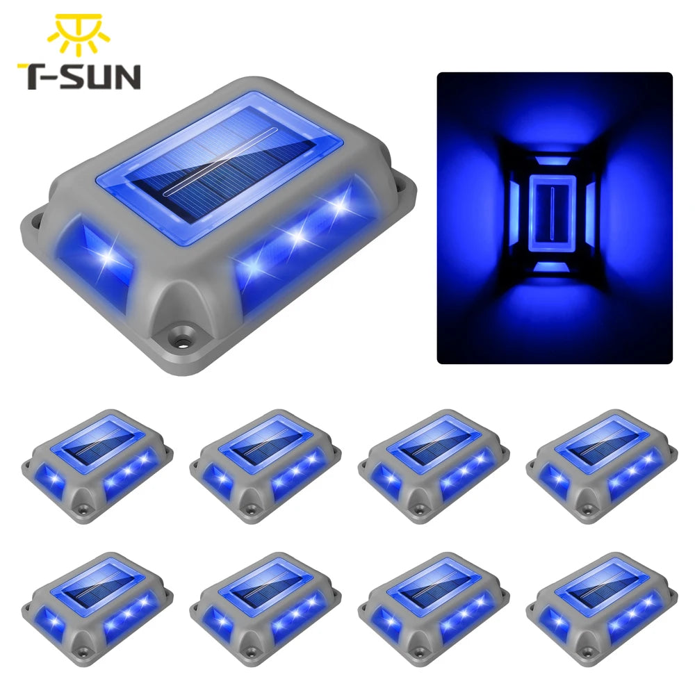 Lampe Solaire Bleue Extérieure Pelouse 8 Pièces