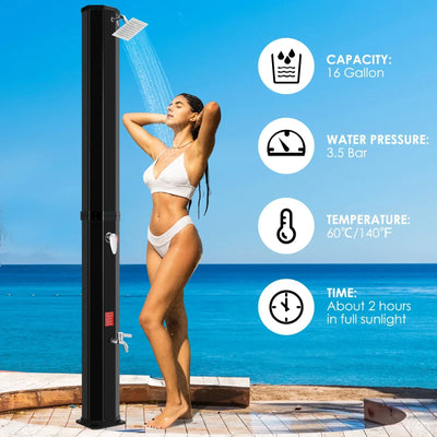 Douche Solaire de Jardin 60L Colonne 228 cm Pivotante 360°