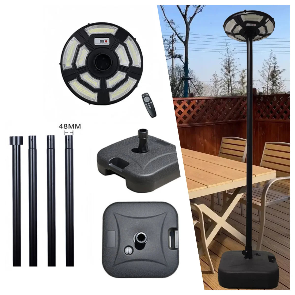 Lampadaire Solaire Détecteur de Mouvement Extérieur – éclairage LED allumé de nuit