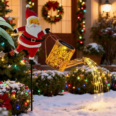 Lanterne Solaire Arrosoir Père Noël Étanche pour Jardin