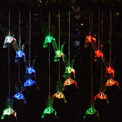 Carillon Solaire Colibri Lumineux Étanche pour Jardin