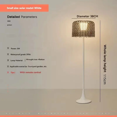 Lampadaire Solaire Décoratif en Rotin pour Terrasse