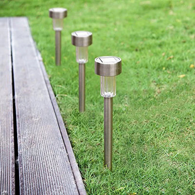 Balise Solaire Inox à Planter Éclairage d'Allée de Jardin