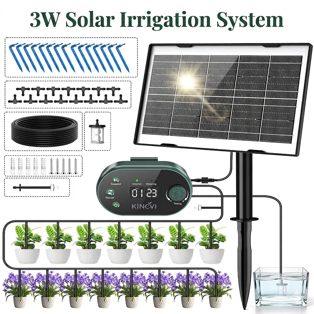 Kit d'Irrigation Solaire Goutte à Goutte 15 Pots